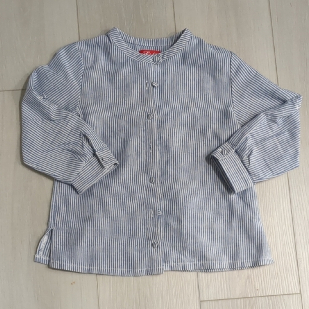 Striped Blue Kids Shirt 6X Nautical Long Sleeve